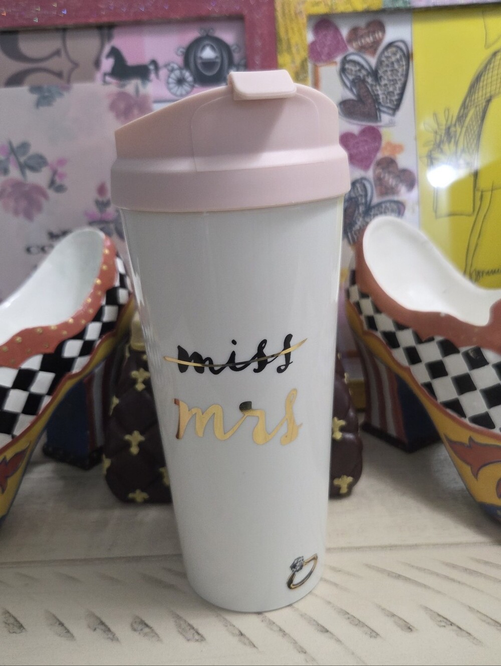 Kate Spade New York "Miss to Mrs" 16-ounce insulated travel mug, NWOT